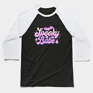 Spooky Babe Cute Pink Halloween Baseball T-Shirt